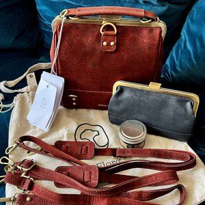 Laflore Paris Bebebark Cognac Convertible Cork Purse Set NWT